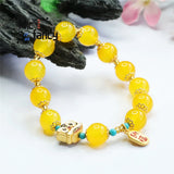Natural Agate Chalcedony Lion Bracelet Men Women Jewelry Gift