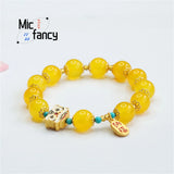 Natural Agate Chalcedony Lion Bracelet Men Women Jewelry Gift