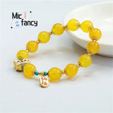 Natural Agate Chalcedony Lion Bracelet Men Women Jewelry Gift