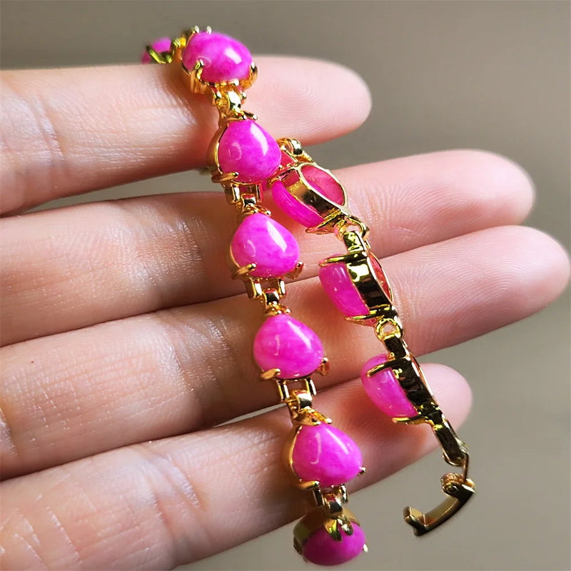 Natural Agate Chalcedony Charm Bracelet for Women