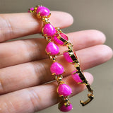 Natural Agate Chalcedony Charm Bracelet for Women