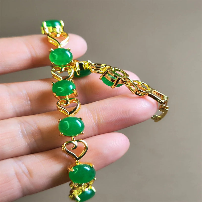 Natural Agate Chalcedony Charm Bracelet for Women