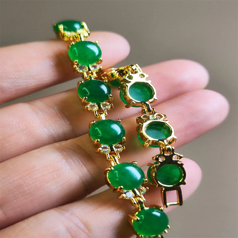 Natural Agate Chalcedony Charm Bracelet for Women