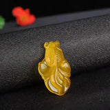Natural Agate Chalcedony Fish Pendant Necklace Hand Carving Jewelry