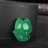 Natural Agate Chalcedony Fox Pendant Lucky Prosperous marriage Auspicious Amulet
