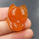 Natural Agate Chalcedony Fox Pendant Lucky Prosperous marriage Auspicious Amulet