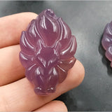 Agate Chalcedony Nine-Tailed Fox Pendant Multicolored Couple Necklace