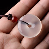 Natural Agate Chalcedony Peace Buckle Pendant Jewelry Lucky Amulet