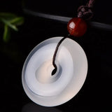 Natural Agate Chalcedony Peace Buckle Pendant Jewelry Lucky Amulet