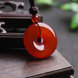 Natural Agate Chalcedony Peace Buckle Pendant Jewelry Lucky Amulet