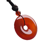Natural Agate Chalcedony Peace Buckle Pendant Jewelry Lucky Amulet