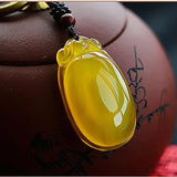 Natural Agate Chalcedony Pendant Lucky Exorcise Evil Spirits Amulet Necklace
