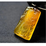 Natural Agate Chalcedony Pendant Lucky Exorcise Evil Spirits Amulet Necklace