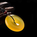 Natural Agate Chalcedony Pendant Lucky Exorcise Evil Spirits Amulet Necklace