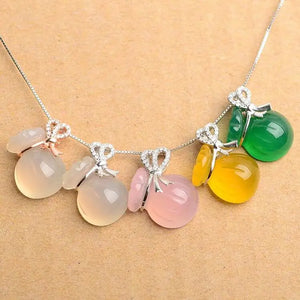 Agate Chalcedony Pendant Necklace 925 Silver Inlay Women Gift Water Drop