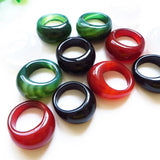Natural Agate Chalcedony Ring Men Women Jade Pendant Jewelry Gift