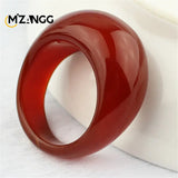Natural Agate Chalcedony Ring Men Women Jade Pendant Jewelry Gift