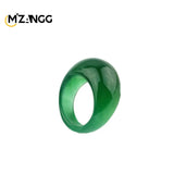 Natural Agate Chalcedony Ring Men Women Jade Pendant Jewelry Gift
