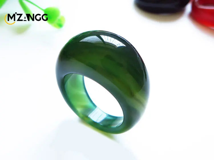 Natural Agate Chalcedony Ring Men Women Jade Pendant Jewelry Gift
