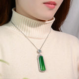 Agate Chalcedony Square Pendant Necklace for Women