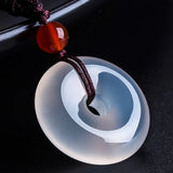 Natural Agate Chalcedony Ice-like Safe Buckle Pendant Necklace Jewelry