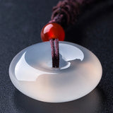 Natural Agate Chalcedony Ice-like Safe Buckle Pendant Necklace Jewelry