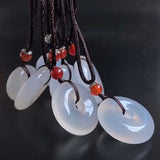 Natural Agate Chalcedony Ice-like Safe Buckle Pendant Necklace Jewelry