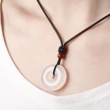 Natural Agate Chalcedony Ice-like Safe Buckle Pendant Necklace Jewelry