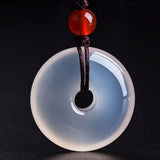 Natural Agate Chalcedony Ice-like Safe Buckle Pendant Necklace Jewelry