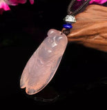Natural Agate Cigarra Pendant Beads Necklace Charm Hand-Carved Lucky Amulet
