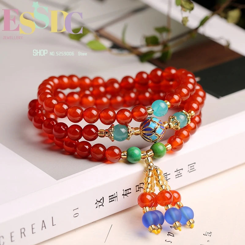 Agate Crystal Multilayer Tassel Bracelet Women Jewelry