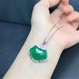 Green Chalcedony 925 Silver Baby Lock Pendant Necklace