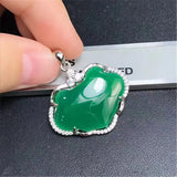 Green Chalcedony 925 Silver Baby Lock Pendant Necklace