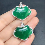 Green Chalcedony 925 Silver Baby Lock Pendant Necklace
