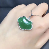 Green Chalcedony 925 Silver Baby Lock Pendant Necklace