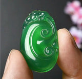 Green Chalcedony Jade Pendant Necklace Sweater Chain Jewelry