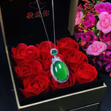 Green Chalcedony Pigeon Eggs Pendant Necklace Women's Jewelry