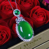 Green Chalcedony Pigeon Eggs Pendant Necklace Women's Jewelry