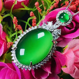 Green Chalcedony Pigeon Eggs Pendant Necklace Women's Jewelry