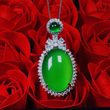 Green Chalcedony Pigeon Eggs Pendant Necklace Women's Jewelry