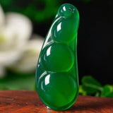 Green Chalcedony String Bean Pendant Necklace