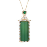 Agate High Ice Green Square Pendant Men's Necklace