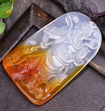 Natural Agate Ice Chalcedony Guan Gong Pendant