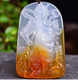 Natural Agate Ice Chalcedony Guan Gong Pendant