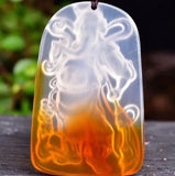 Natural Agate Ice Chalcedony Guan Gong Pendant