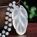 Natural Agate Ice Chalcedony Branches and Leaves Pendant Necklace