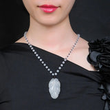 Natural Agate Ice Chalcedony Branches and Leaves Pendant Necklace
