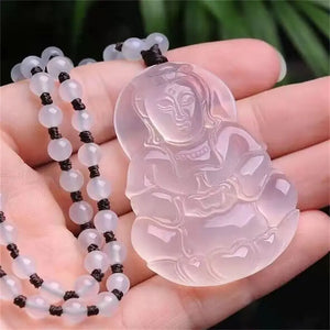 Agate Ice Chalcedony Guanyin Pendant Necklace Jewelry