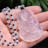 Agate Ice Chalcedony Guanyin Pendant Necklace Jewelry