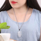 Agate Ice Chalcedony Leaf Pendant for Men and Women